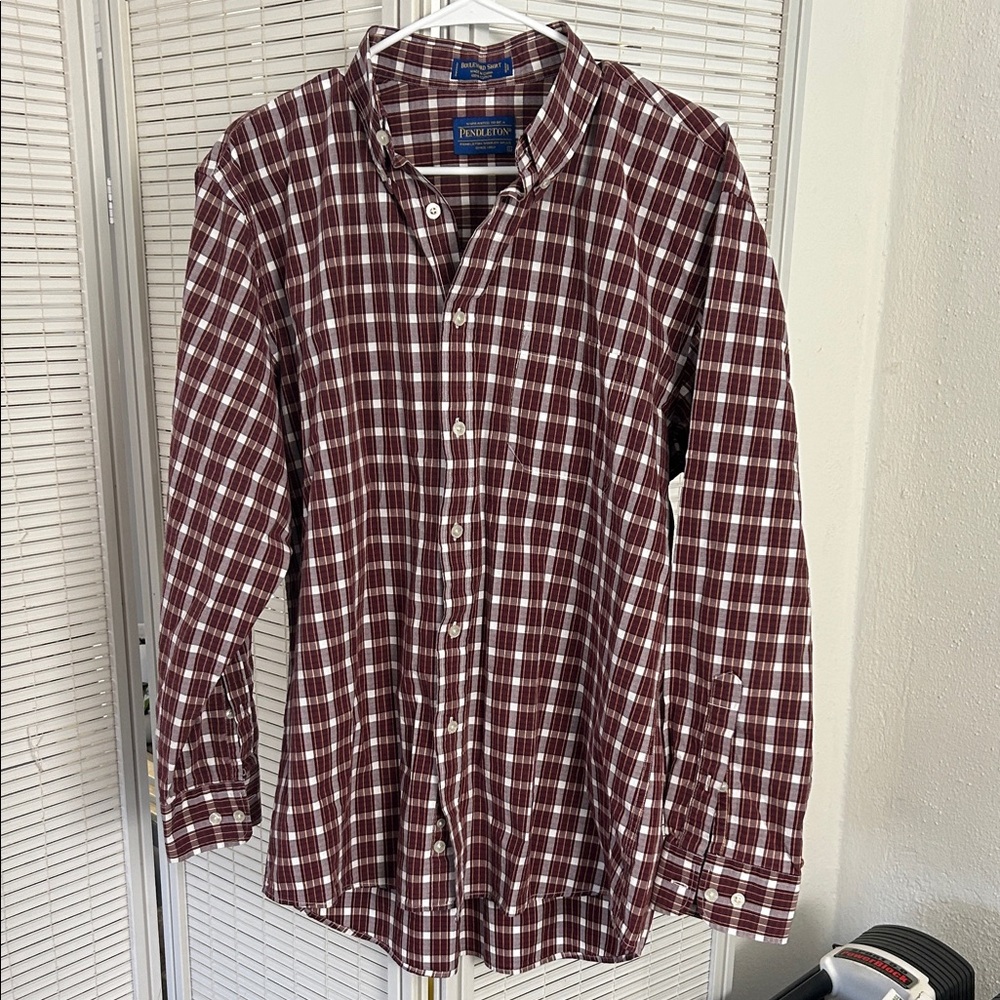 Pendleton Men's Burgundy Plaid Button-Down Shirt